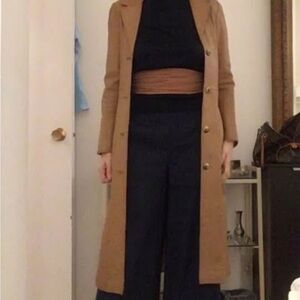 Women's real leather camel/ Tan Long Coat size S